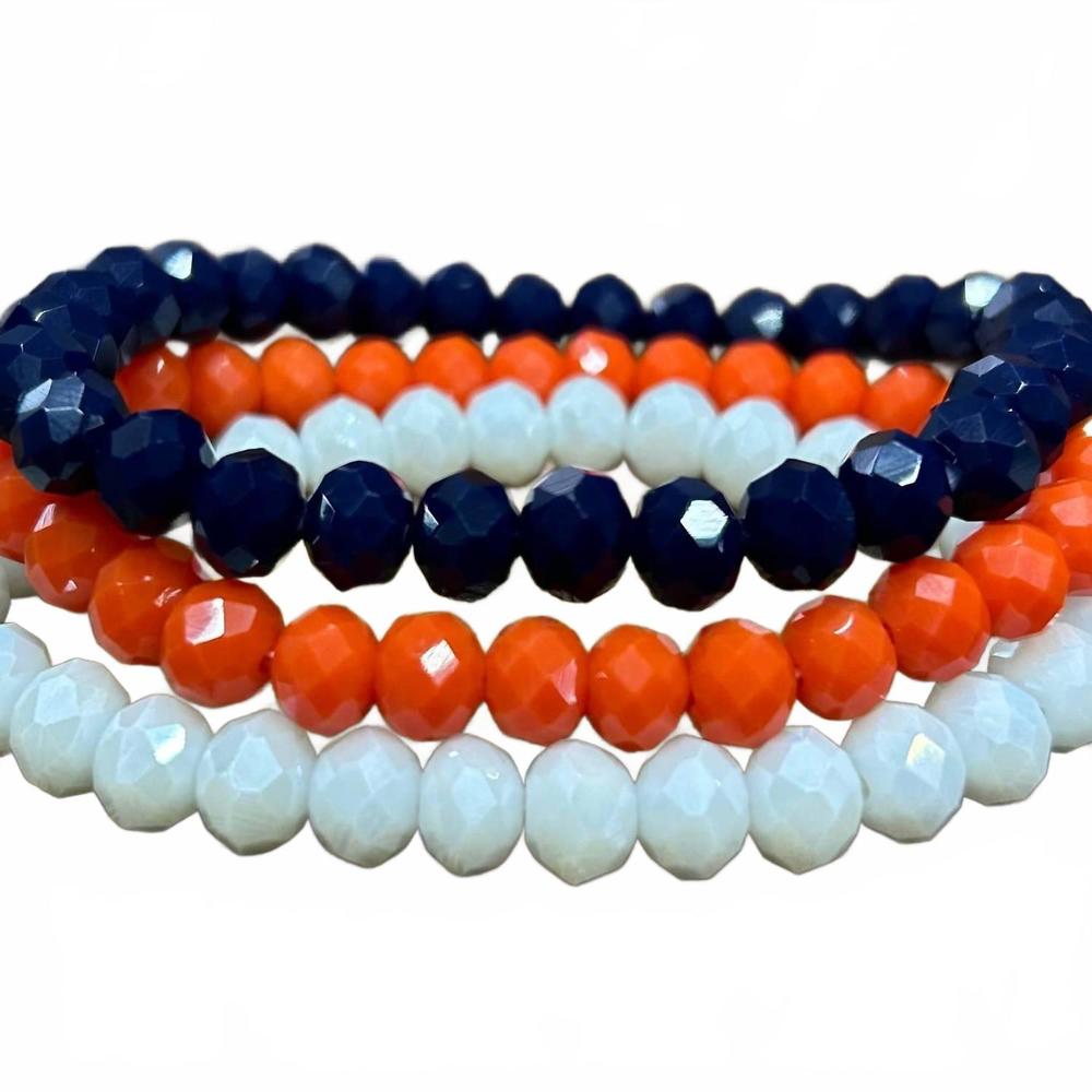 NEW SPARKLY SOUTH WHOLESALE women's 3pc crystal bead bracelet set in astros